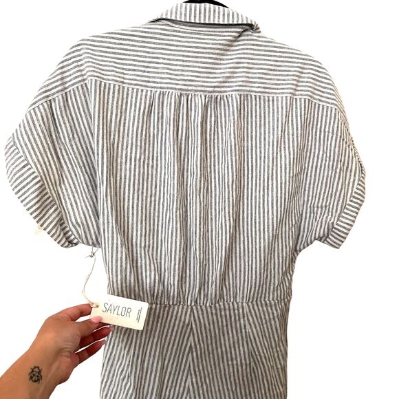 SAYLOR Hara Striped Linen Romper NWT Sz Large - Picture 4 of 6